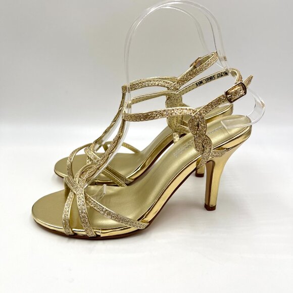 Touch‎ Ups Womens Size 6.5 Fran Gold Strappy Dress Sandals Heels Shoes - Picture 5 of 13